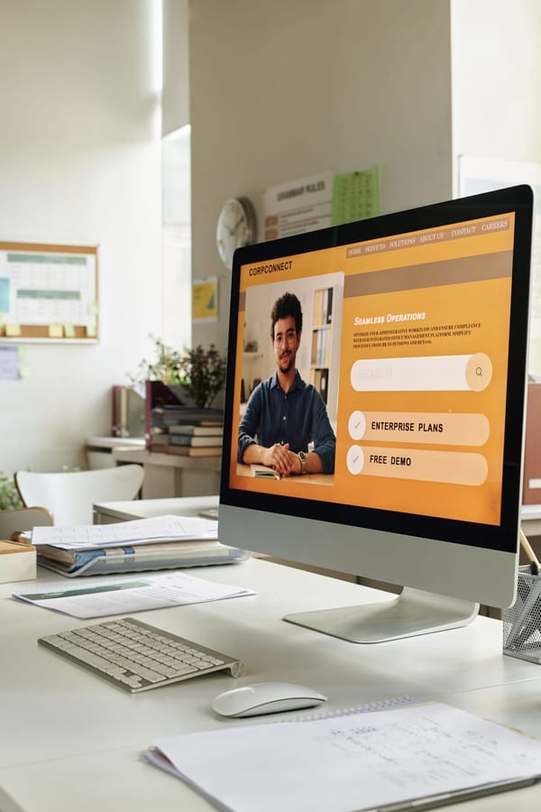 Working in Modern Office Using New Business Software